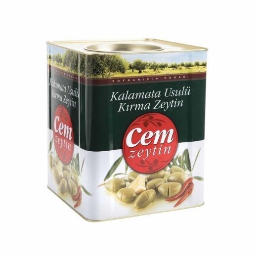 Cem Tukas Cracked Kalamata Green Olives 81-100 [Tin] (10KG)