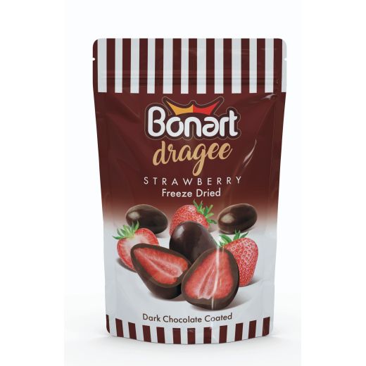 Bonart Dragee Dark Choc. Coated Freeze Dried Strawberry Bag (80GR)