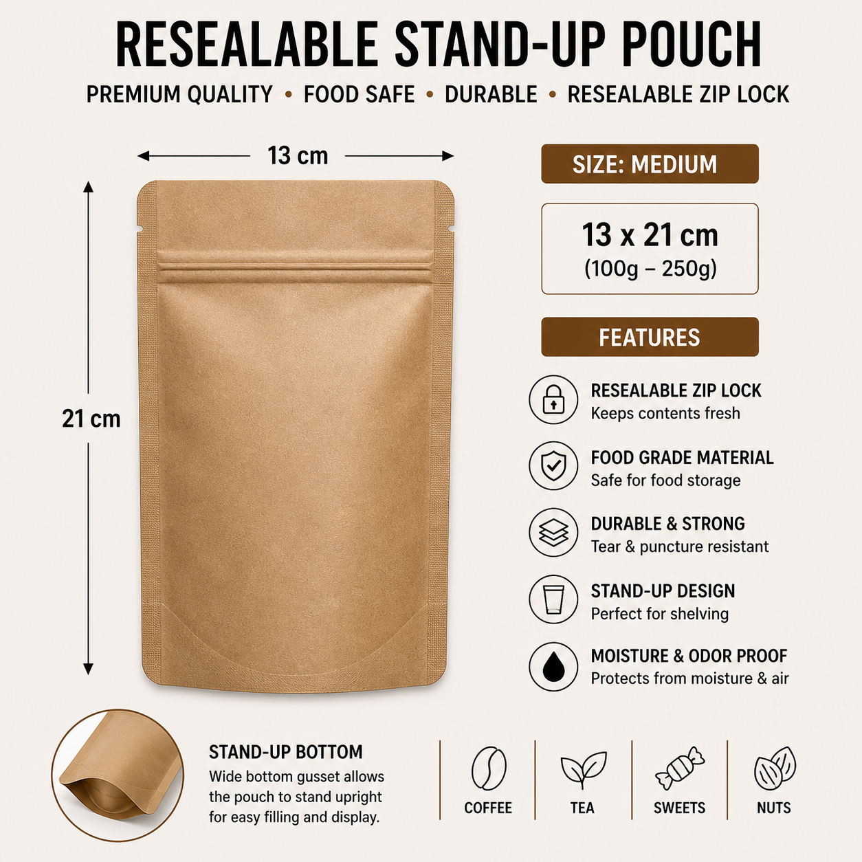 Resealable Stand-Up Pouches