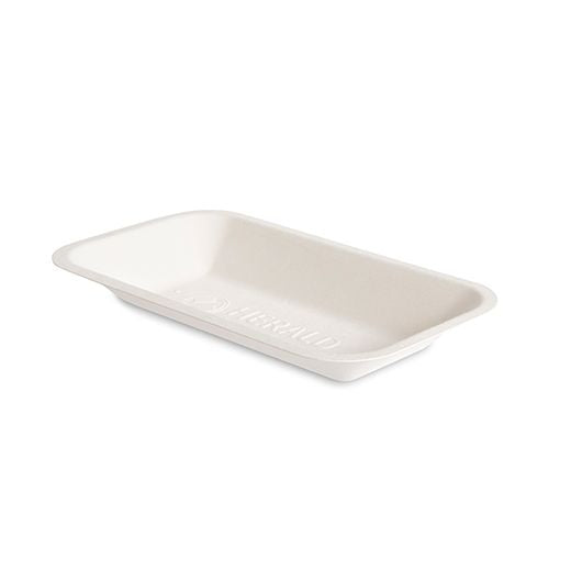 Ctr Hrd Natural L. Bagasse Chip Tray (179X100X22Mm - 7X4Inc) White (C1) (125 pcs) product image