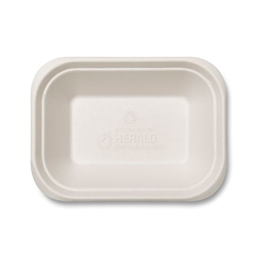 Ctr Hrd Natural L. Bagasse Chip Tray (179X132X32Mm - 7X5Inc) White (C2-Deep) (125 pcs) product image