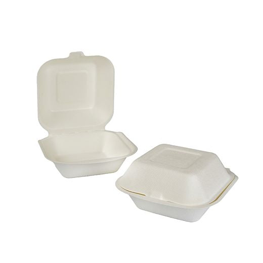 Ctr Hrd Natural L. Bagasse Burger Box (132X132X65Mm - 5Inc) White (Hp7) (50 pcs) product image