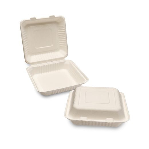Ctr Hrd Natural L. Bagasse Meal Box (230X230X50Mm - 9X9'') White Mp1 (50 pcs) product image