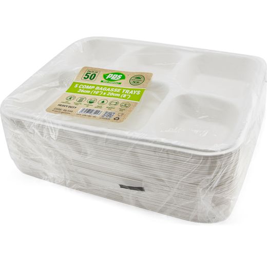 Pps Bagasse 5 Compartment Tray Deep (50 pcs) product image