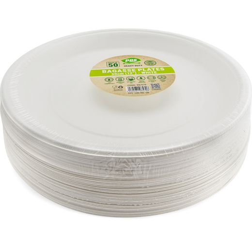 Pps Bagasse Plates White 30Cm (12Inc) (50 pcs) product image