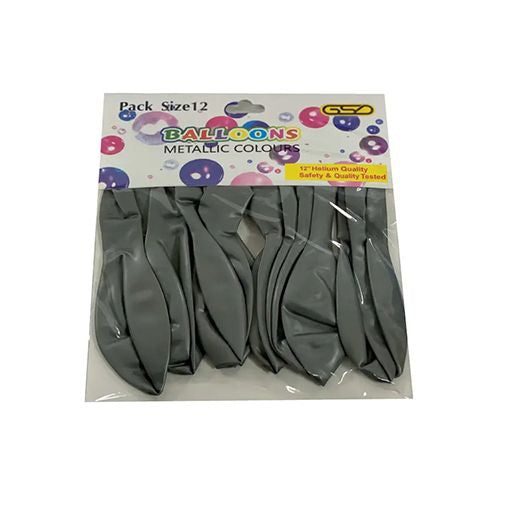 Dhm Gsd Silver 12Inch Metallic Balloons (12packs) product image