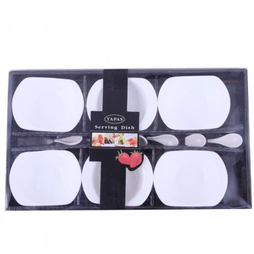 Tapas White Food Dish With Spoons[Hy822] (1 PCS)