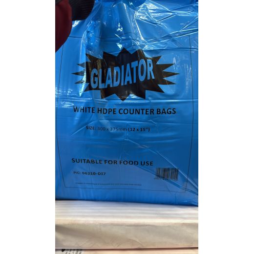 Ctr Mp Gladiator White Hdpe Counter Bags (Butcher Bag) 300X375Mm (12Incx15Inc) (600 pcs - PACK) product image