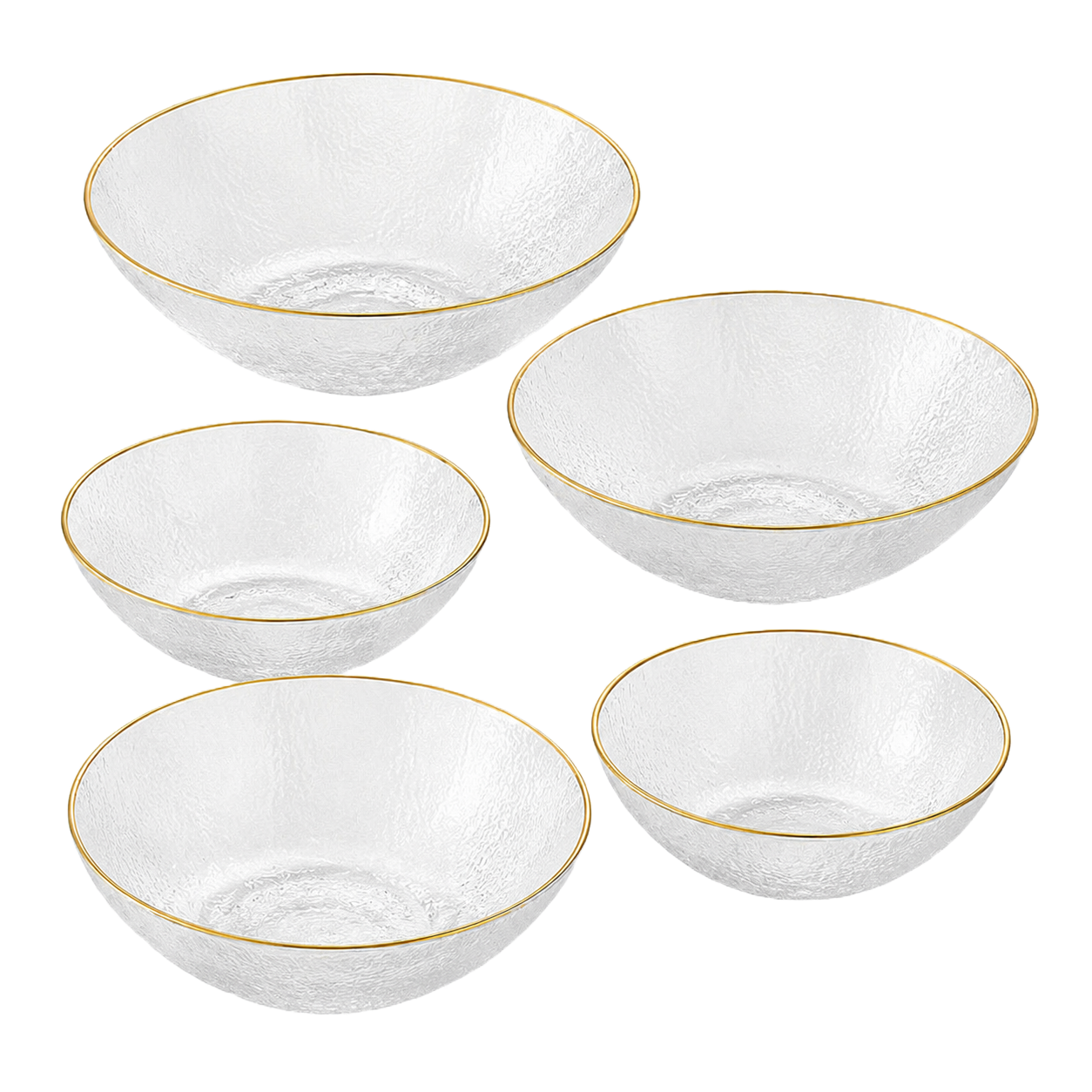 Fecra Jasmin Glass Glass Bowl Set 17Cm Clear Gold