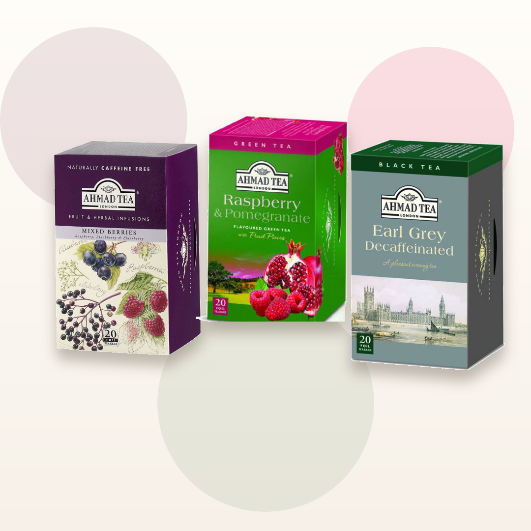 Ahmad Tea Mixed Berries, Raspberry & Pomegranate and Decaf Earl Grey bundle