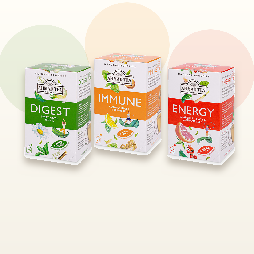 Ahmad Tea Digest, Immune and Energy functional herbal tea bundle