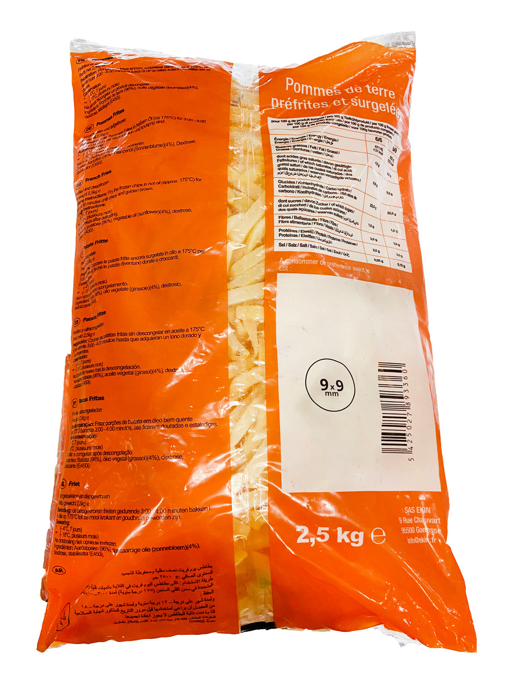 Ekin Original Fries 9mm Cut 2.5kg (Orange Bag, Pack of 1)