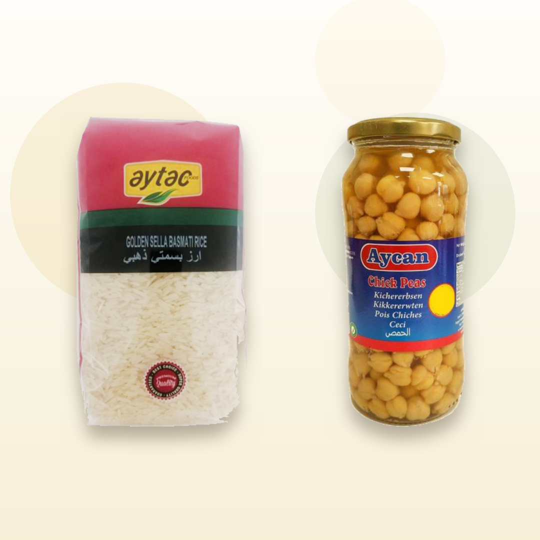 Aytac Golden Sella Basmati Rice 1KG and Aycan Chick Peas 540G bundle