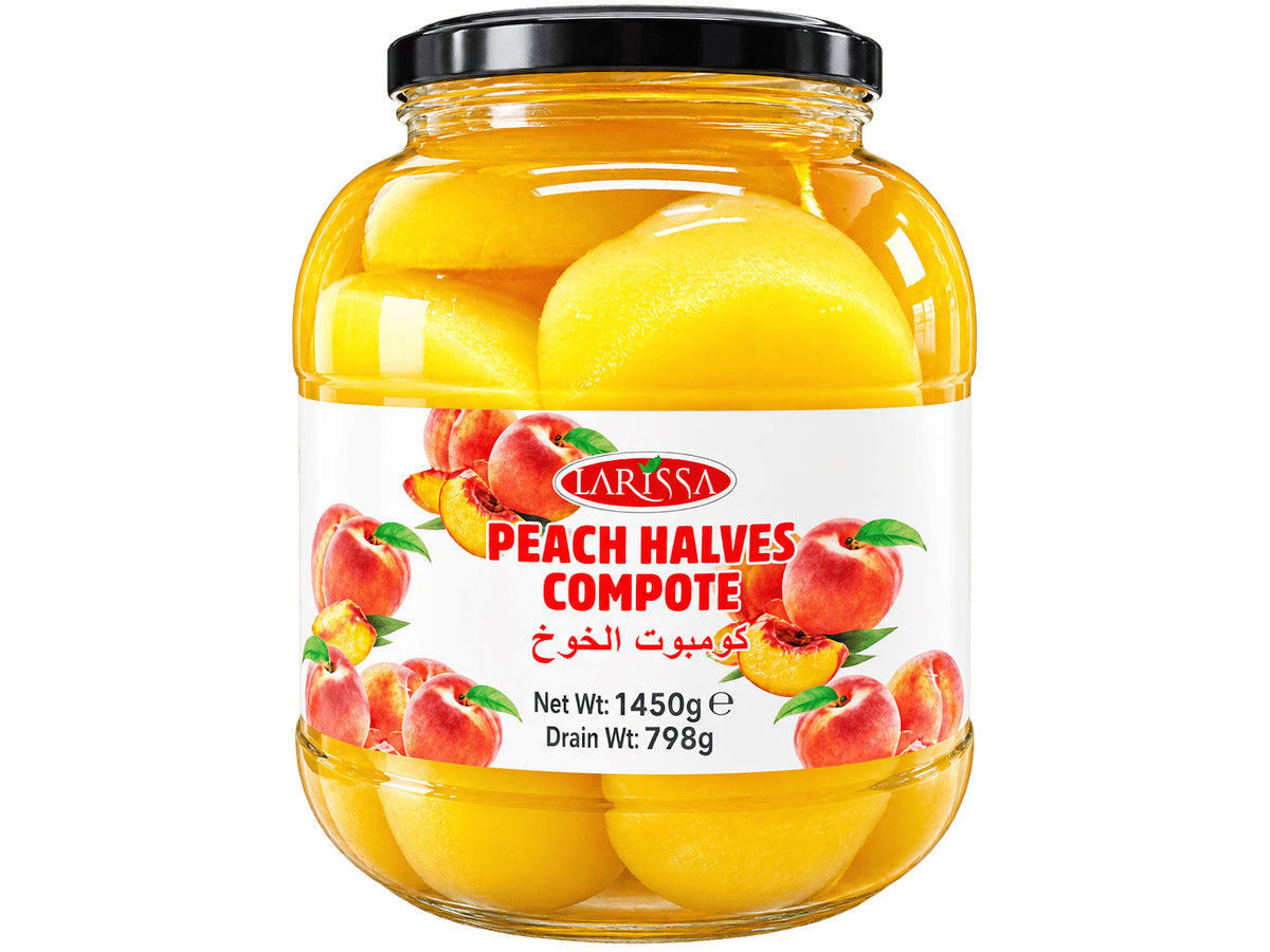 Larissa Peach Halves Compote 1450g jar - front view