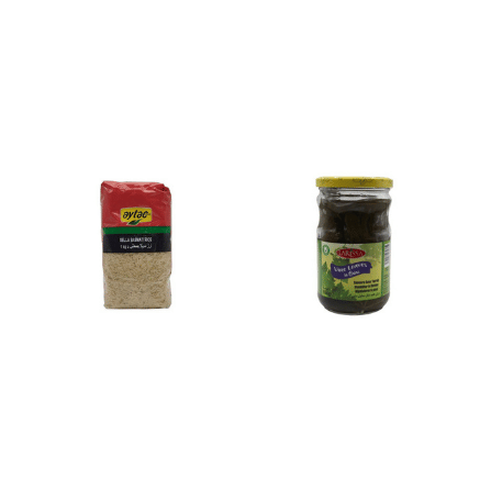 Mediterranean Cooking Essentials Bundle with Aytac Sella Basmati Rice 1KG and Larissa Vine Leaves in Brine 650G