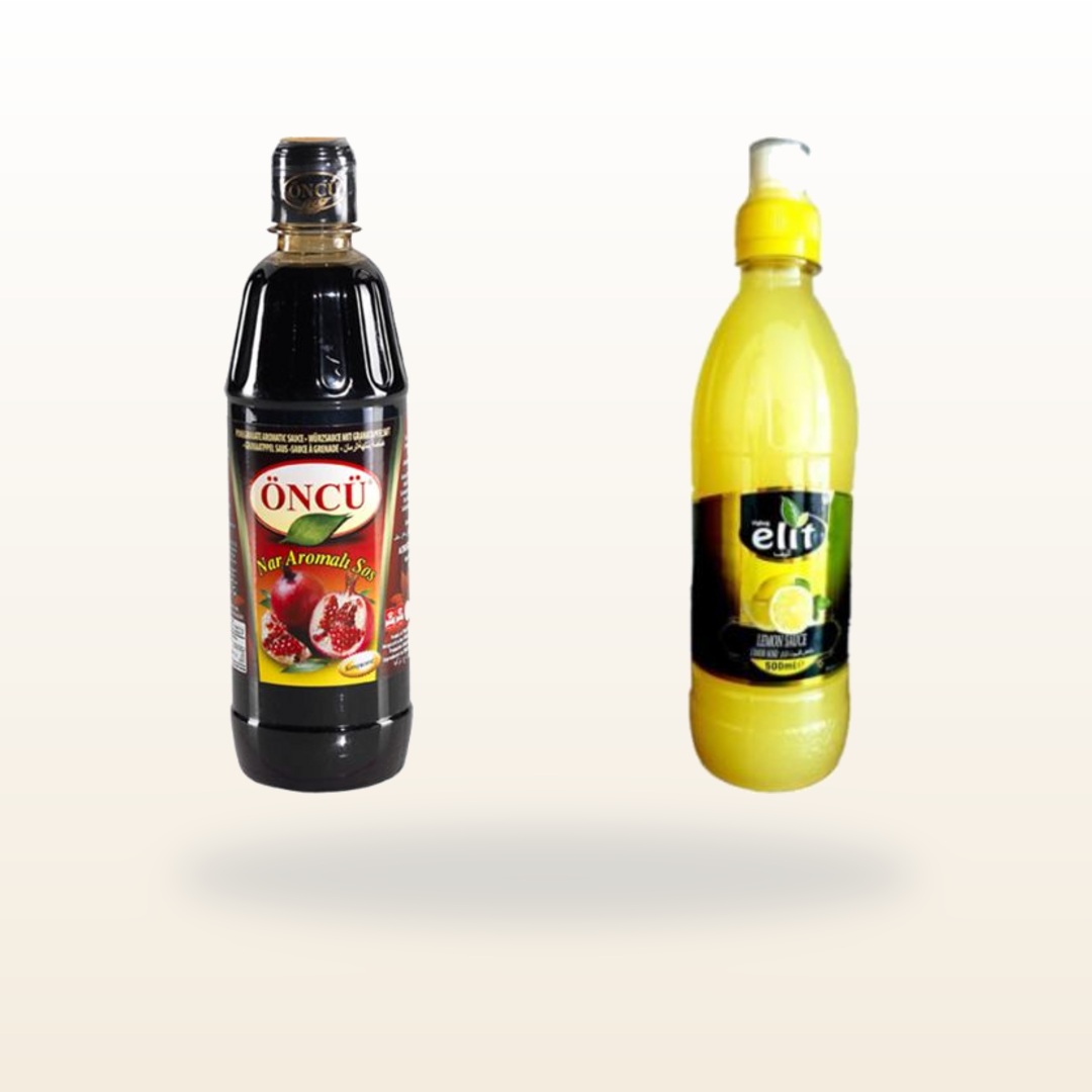 Mediterranean Sauce Essentials Bundle with Oncu Pomegranate Sauce 700G and Elit Lemon Sauce 500ML