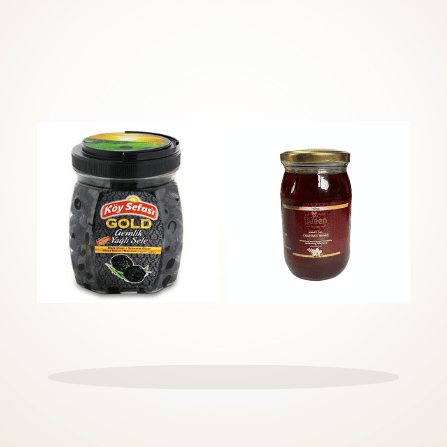 Premium Black Olives and Chestnut Honey bundle image