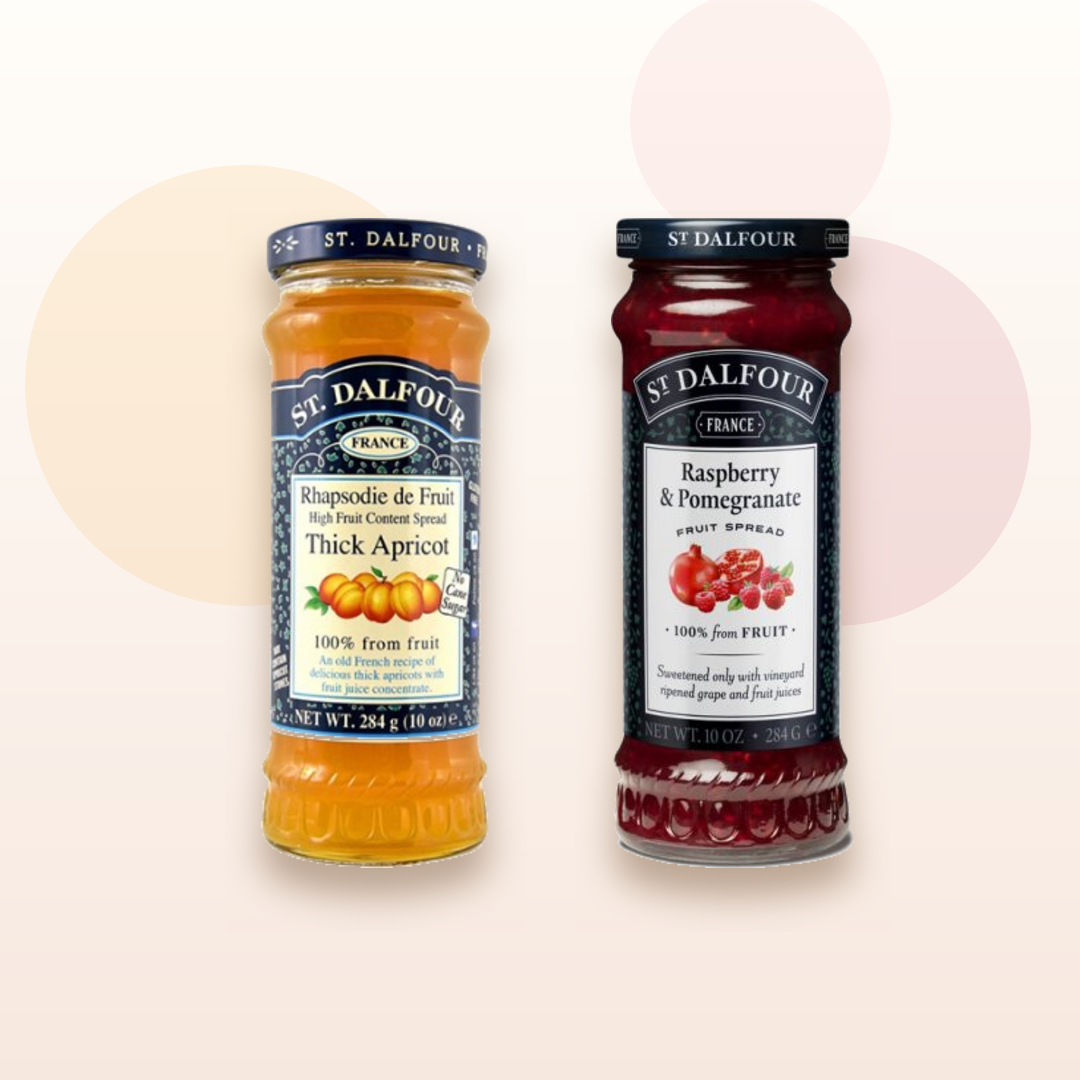 St. Dalfour Apricot Spread 284G and Raspberry & Pomegranate Spread 284G bundle