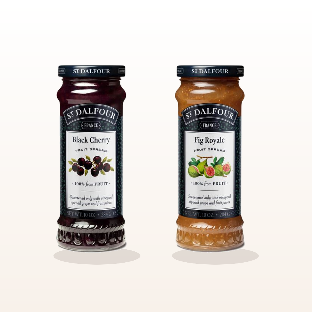 St. Dalfour Black Cherry Spread Jam 284G and Fig Royale Spread Jam 284G bundle