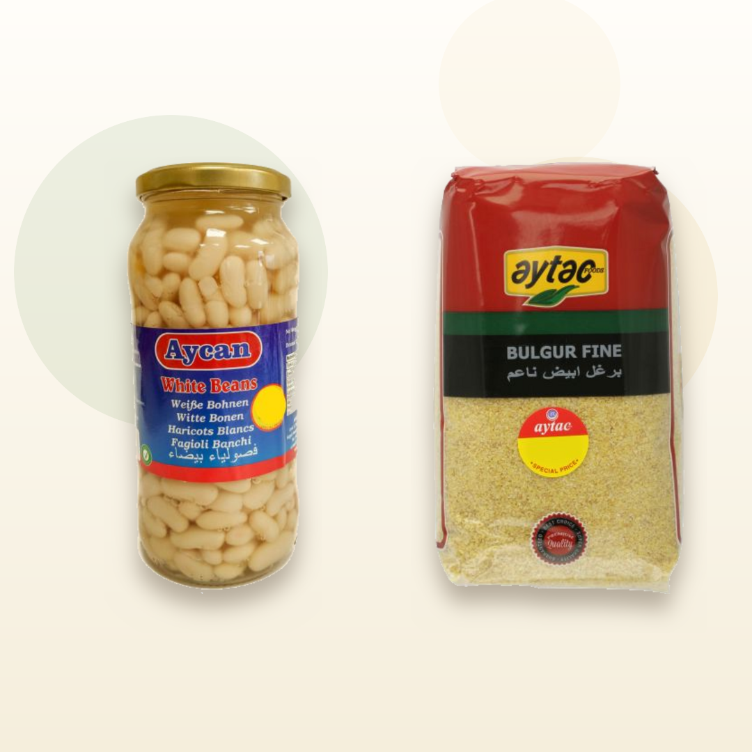 Aycan White Beans 540G and Aytac Fine Bulgur 1KG bundle