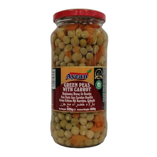 Aycan Tr Green Peas & Carrots Jar (580G) - Aytac Foods