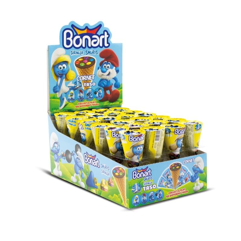 Bonart Smurfs Cornet Wafer With Cocoa Cream (25G) - Aytac Foods