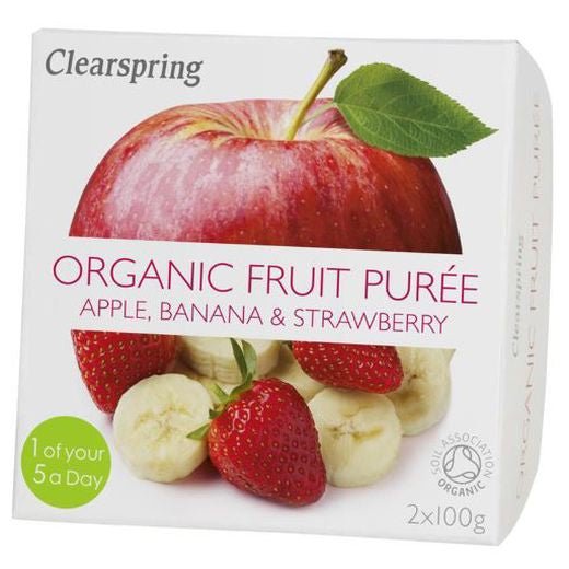 Clearspring Organic Apple Banana Strawberry Puree - (2X100Gr) - Aytac Foods