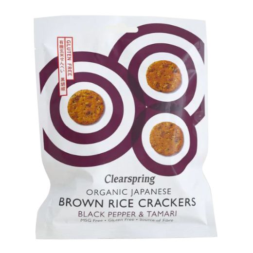 Clearspring Organic Brown Rice Cracker Black Pepper & Tamari - 40Gr - Aytac Foods