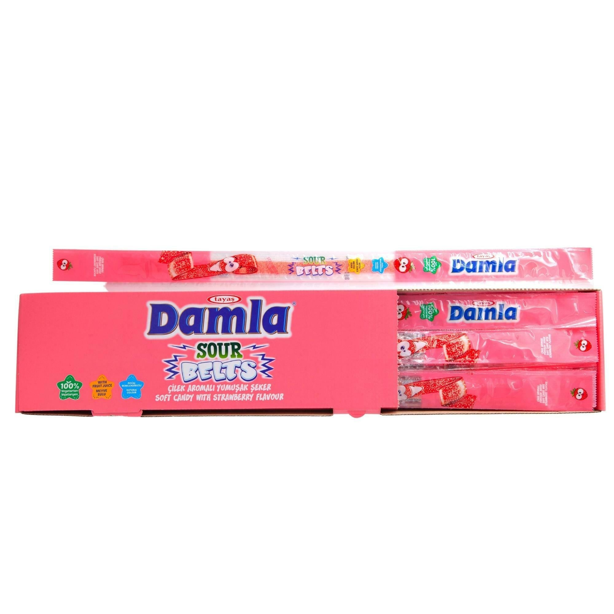 Damla Sour Belt Strawberry (15 Gr X 72 Pcs) - Aytac Foods