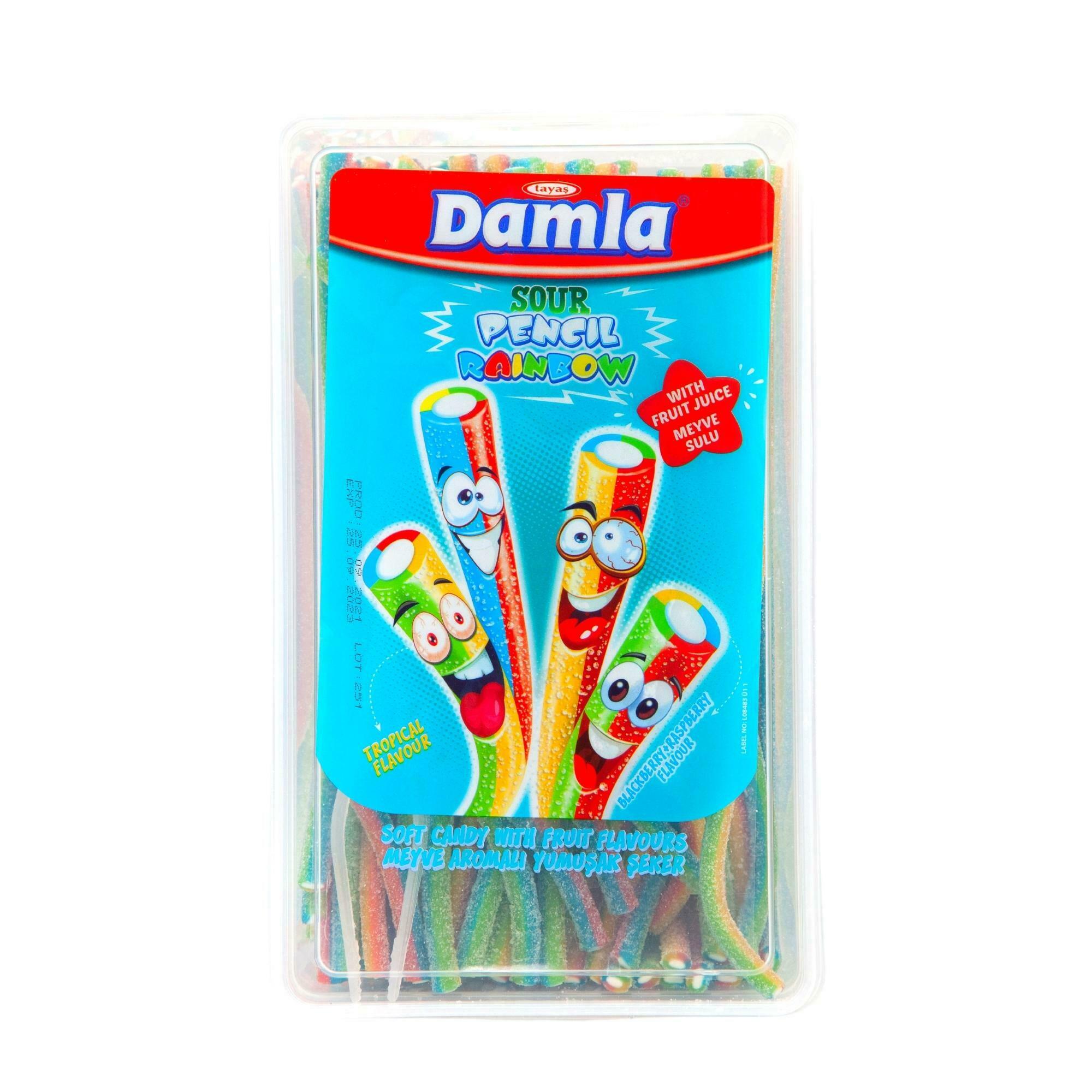 Damla Sour Licorice Pencil Rainbow (1KG) - Aytac Foods