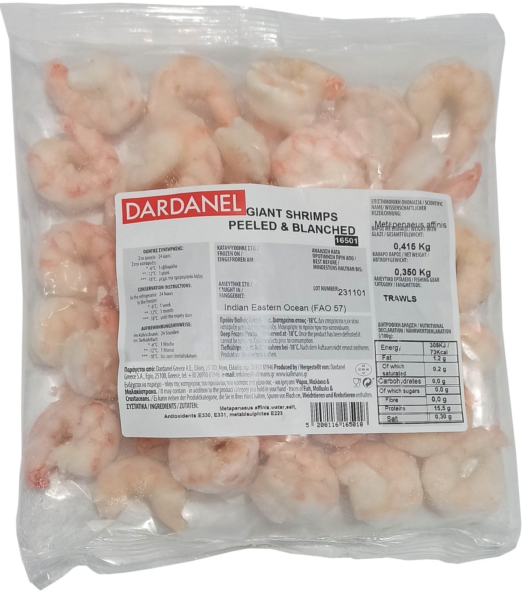 Dardanel Giant Shrimps Peeled & Blanched (415G) - Aytac Foods