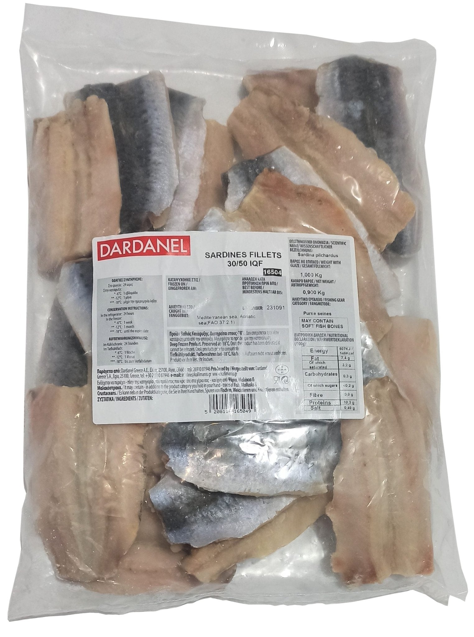 Dardanel Sardines Fillets 30/50 IQF (1KG) - Aytac Foods