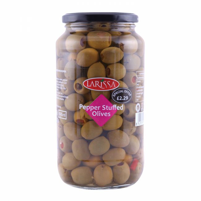 Larissa Green Pepper Stuffed Olives (935G) - Aytac Foods