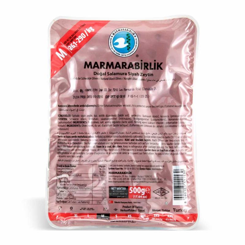 Marmara Birlik Dogal Salamura Siyah Zeytin Pink (800G) - Aytac Foods