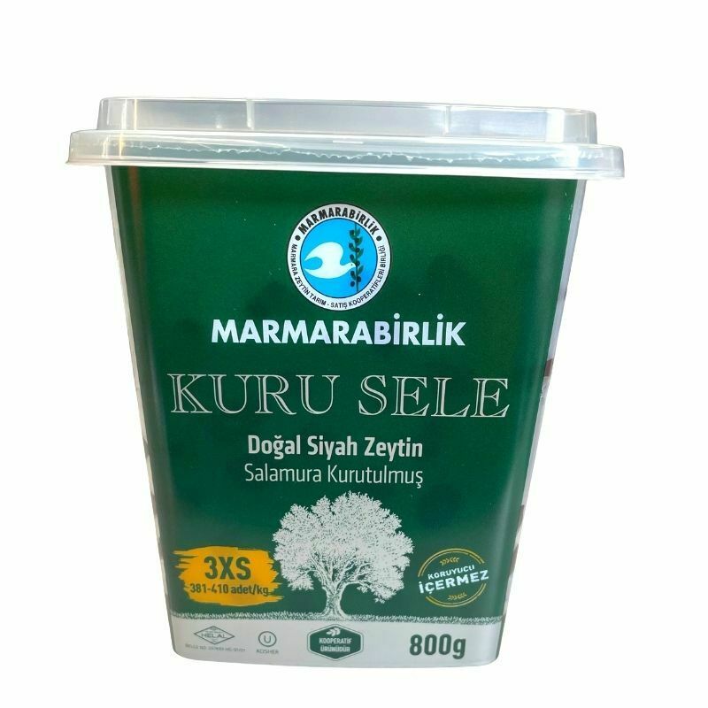 Marmara Birlik Kuru Sele Black Olives Green Pvc (800G) - Aytac Foods