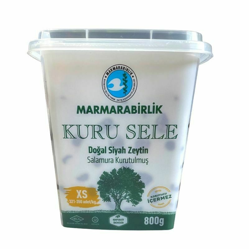 Marmara Birlik Kuru Sele Black Olives White Pvc (800G) - Aytac Foods