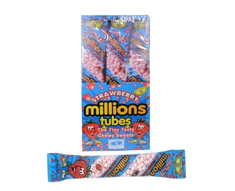 Millions Tube Strawberry (65 gr X 12 pcs) - Aytac Foods