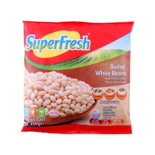 Superfresh Boiled White Beans -Haslanmis Fasulye (450G) - Aytac Foods