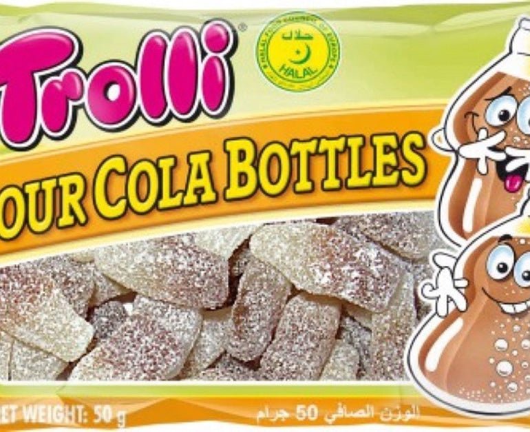 Trolli Sour Cola Bottles 50Gx12 - Aytac Foods