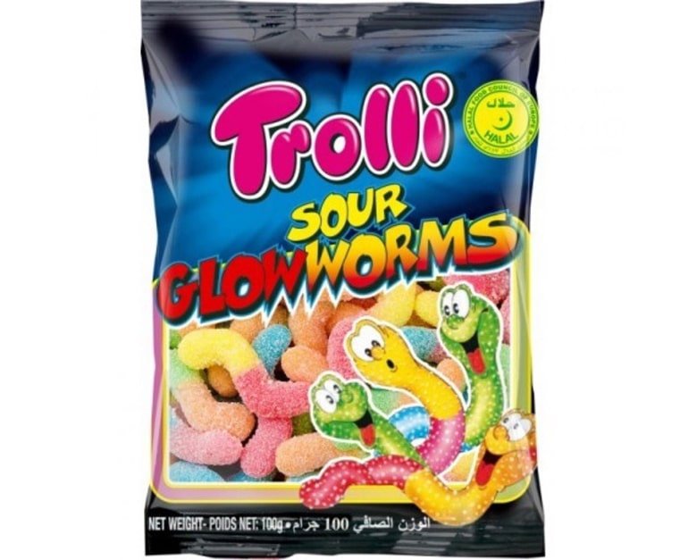 Trolli Sour Glow Worms (100G) - Aytac Foods