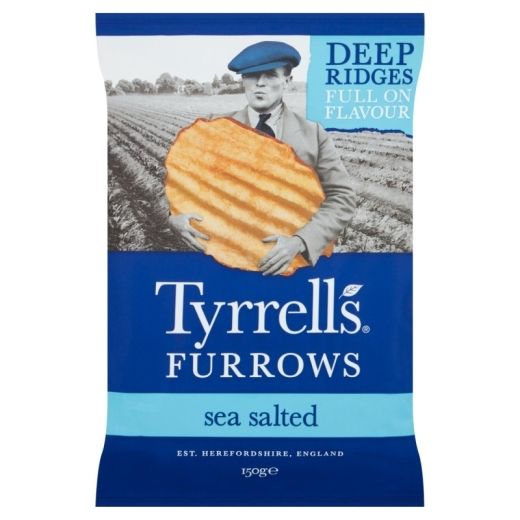 Tyrrells Furrows Sea Salted Potato Crisps - 150Gr - Aytac Foods